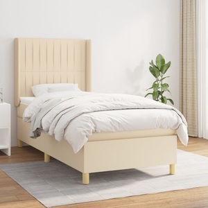 vidaXL, vidaXL Boxspringbett mit Matratze Creme 90x190 cm Stoff, vidaXL Boxspringbett mit Matratze Creme 90x190 cm Stoff
