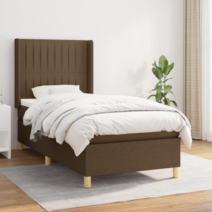 vidaXL, vidaXL Boxspringbett mit Matratze Dunkelbraun 90x200 cm Stoff, vidaXL Boxspringbett mit Matratze Dunkelbraun 90x200 cm Stoff