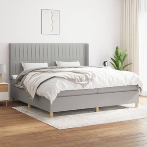 vidaXL, vidaXL Boxspringbett mit Matratze Hellgrau 200x200 cm Stoff