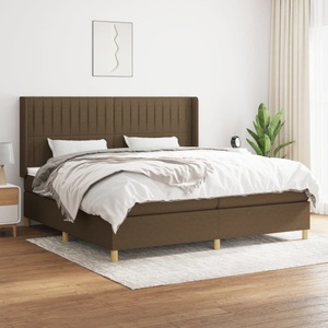 vidaXL, vidaXL Boxspringbett mit Matratze Dunkelbraun 200x200 cm Stoff