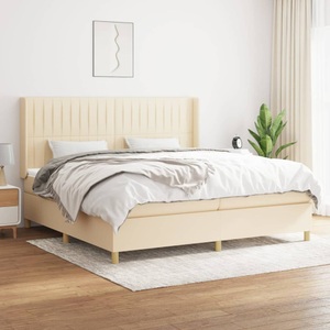 vidaXL, vidaXL Boxspringbett mit Matratze Creme 200x200 cm Stoff