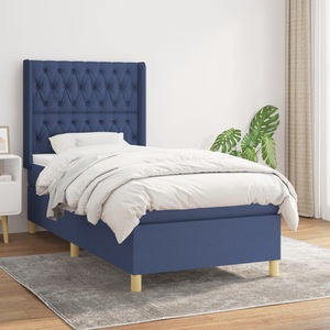 vidaXL, vidaXL Boxspringbett mit Matratze Blau 100x200 cm Stoff
