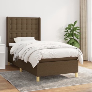 vidaXL, vidaXL Boxspringbett mit Matratze Dunkelbraun 90x200 cm Stoff, vidaXL Boxspringbett mit Matratze Dunkelbraun 90x200 cm Stoff