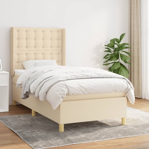 vidaXL, vidaXL Boxspringbett mit Matratze Creme 90x200 cm Stoff