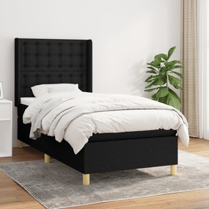vidaXL, vidaXL Boxspringbett mit Matratze Schwarz 100x200 cm Stoff, vidaXL Boxspringbett mit Matratze Schwarz 100x200 cm Stoff