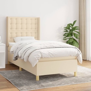 vidaXL, vidaXL Boxspringbett mit Matratze Creme 100x200 cm Stoff