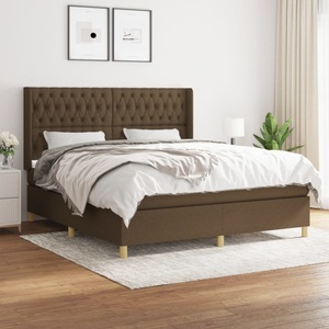 vidaXL, vidaXL Boxspringbett mit Matratze Dunkelbraun 180x200 cm Stoff, vidaXL Boxspringbett mit Matratze Dunkelbraun 180x200 cm Stoff