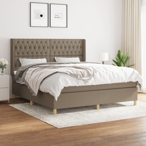 vidaXL, vidaXL Boxspringbett mit Matratze Taupe 180x200 cm Stoff, vidaXL Boxspringbett mit Matratze Taupe 180x200 cm Stoff