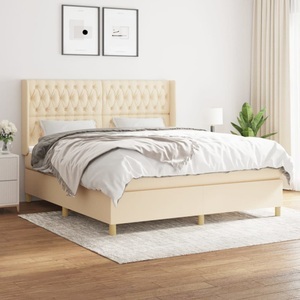 vidaXL, vidaXL Boxspringbett mit Matratze Creme 180x200 cm Stoff, vidaXL Boxspringbett mit Matratze Creme 180x200 cm Stoff