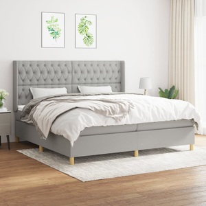 vidaXL, vidaXL Boxspringbett mit Matratze Hellgrau 200x200 cm Stoff