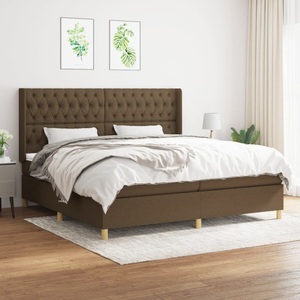 vidaXL, vidaXL Boxspringbett mit Matratze Dunkelbraun 200x200 cm Stoff, vidaXL Boxspringbett mit Matratze Dunkelbraun 200x200 cm Stoff