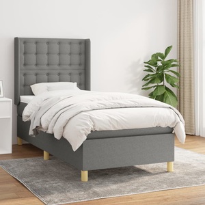 vidaXL, vidaXL Boxspringbett mit Matratze Dunkelgrau 80x200 cm Stoff