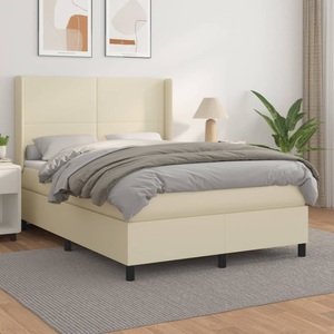 vidaXL, vidaXL Boxspringbett mit Matratze Creme 140x200 cm Kunstleder, 