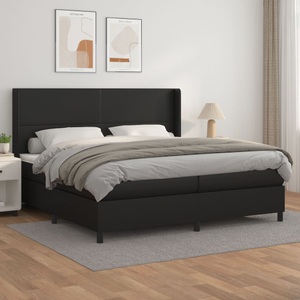 vidaXL, vidaXL Boxspringbett mit Matratze Schwarz 200x200 cm Kunstleder, vidaXL Boxspringbett mit Matratze Schwarz 200x200 cm Kunstleder