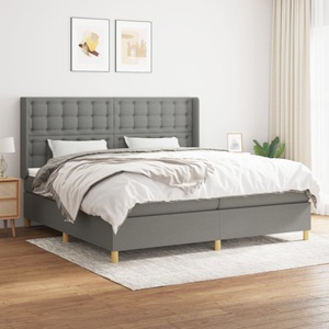 vidaXL, vidaXL Boxspringbett mit Matratze Dunkelgrau 200x200 cm Stoff