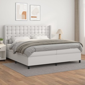 vidaXL, vidaXL Boxspringbett mit Matratze Weiß 200x200 cm Kunstleder