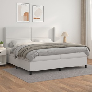 vidaXL, vidaXL Boxspringbett mit Matratze Weiß 200x200 cm Kunstleder