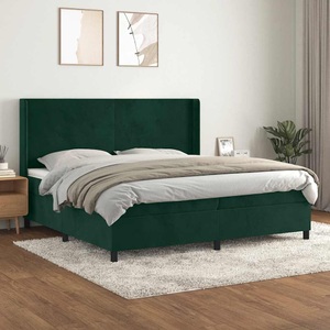 vidaXL, vidaXL Boxspringbett mit Matratze Dunkelgrün 200x200 cm Samt