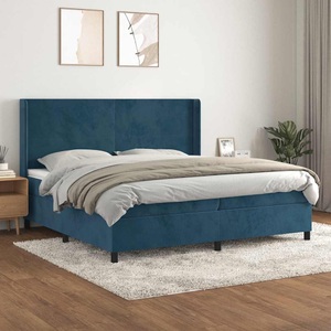 vidaXL, vidaXL Boxspringbett mit Matratze Dunkelblau 200x200 cm Samt