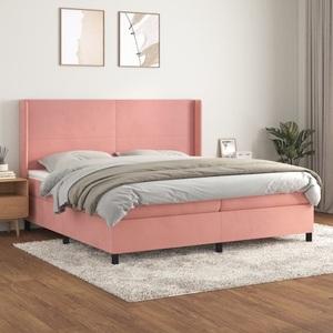 vidaXL, vidaXL Boxspringbett mit Matratze Rosa 200x200 cm Samt