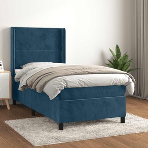 vidaXL, vidaXL Boxspringbett mit Matratze Dunkelblau 100x200 cm Samt