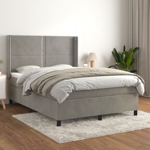 vidaXL, vidaXL Boxspringbett mit Matratze Hellgrau 140x200 cm Samt