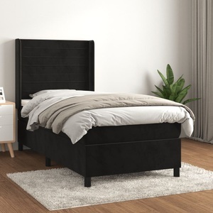 vidaXL, vidaXL Boxspringbett mit Matratze Schwarz 90x200 cm Samt, 