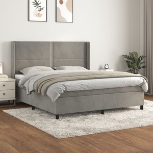 vidaXL, vidaXL Boxspringbett mit Matratze Hellgrau 160x200 cm Samt