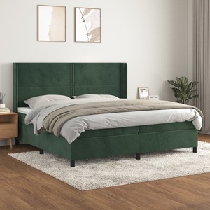 vidaXL, vidaXL Boxspringbett mit Matratze Dunkelgrün 200x200 cm Samt, vidaXL Boxspringbett mit Matratze Dunkelgrün 200x200 cm Samt