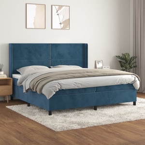vidaXL, vidaXL Boxspringbett mit Matratze Dunkelblau 200x200 cm Samt