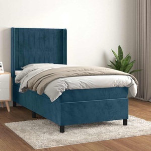 vidaXL, vidaXL Boxspringbett mit Matratze Dunkelblau 100x200 cm Samt