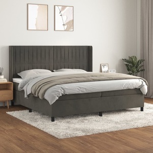 vidaXL, vidaXL Boxspringbett mit Matratze Dunkelgrau 200x200 cm Samt