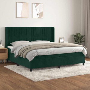 vidaXL, vidaXL Boxspringbett mit Matratze Dunkelgrün 200x200 cm Samt