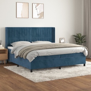 vidaXL, vidaXL Boxspringbett mit Matratze Dunkelblau 200x200 cm Samt, vidaXL Boxspringbett mit Matratze Dunkelblau 200x200 cm Samt