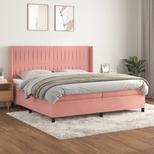 vidaXL, vidaXL Boxspringbett mit Matratze Rosa 200x200 cm Samt, vidaXL Boxspringbett mit Matratze Rosa 200x200 cm Samt
