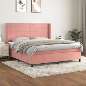 vidaXL, vidaXL Boxspringbett mit Matratze Rosa 160x200 cm Samt, vidaXL Boxspringbett mit Matratze Rosa 160x200 cm Samt