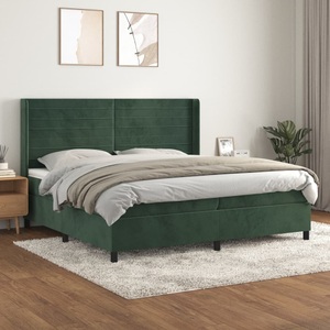 vidaXL, vidaXL Boxspringbett mit Matratze Dunkelgrün 200x200 cm Samt, vidaXL Boxspringbett mit Matratze Dunkelgrün 200x200 cm Samt