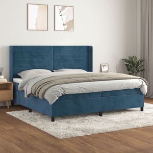 vidaXL, vidaXL Boxspringbett mit Matratze Dunkelblau 200x200 cm Samt