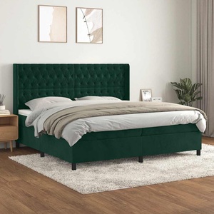 vidaXL, vidaXL Boxspringbett mit Matratze Dunkelgrün 200x200 cm Samt