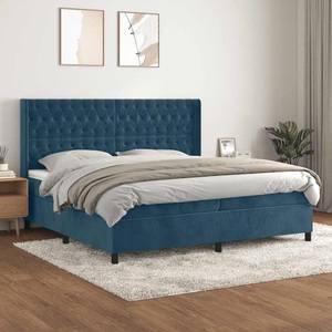 vidaXL, vidaXL Boxspringbett mit Matratze Dunkelblau 200x200 cm Samt