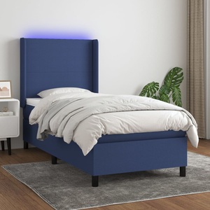vidaXL, vidaXL Boxspringbett mit Matratze & LED Blau 80x200 cm Stoff, vidaXL Boxspringbett mit Matratze & LED Blau 80x200 cm Stoff