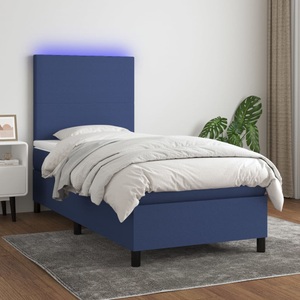 vidaXL, vidaXL Boxspringbett mit Matratze & LED Blau 80x200 cm Stoff, vidaXL Boxspringbett mit Matratze & LED Blau 80x200 cm Stoff