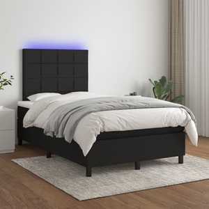 vidaXL, vidaXL Boxspringbett mit Matratze & LED Schwarz 120x200 cm Stoff, vidaXL Boxspringbett mit Matratze & LED Schwarz 120x200 cm Stoff
