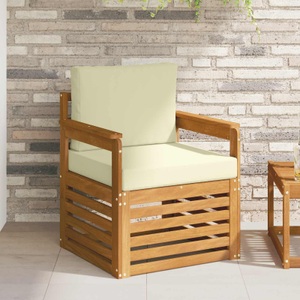 vidaXL, vidaXL Outdoor-Sofa Massives Akazienholz und Polyester Natur