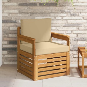 vidaXL, vidaXL Outdoor-Sofa Massives Akazienholz und Polyester Natur