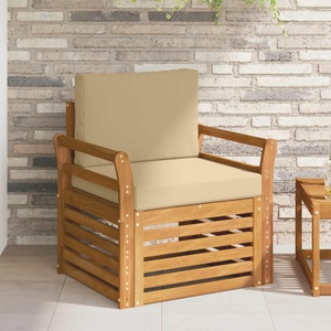 vidaXL, vidaXL Outdoor-Sofa Massives Akazienholz und Polyester Natur