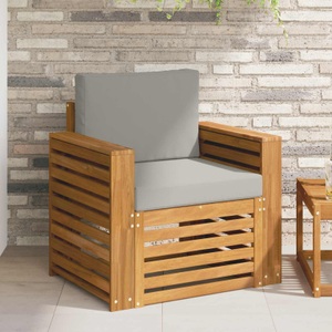 vidaXL, vidaXL Outdoor-Sofa Massives Akazienholz und Polyester Natur