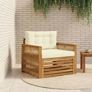 vidaXL, vidaXL Outdoor-Sofa Massivholz Akazie Natur und Creme