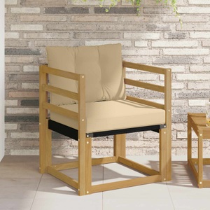 vidaXL, vidaXL Outdoor-Sofa Massives Akazienholz und Textilene Weiß