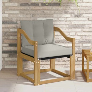 vidaXL, vidaXL Outdoor-Sofa Massivholz Akazie Weiß und Hellgrau
